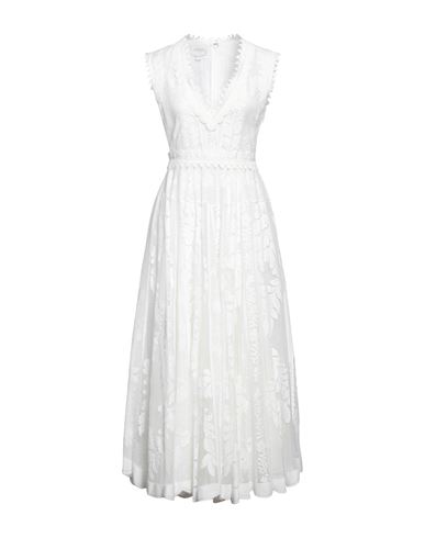 Giambattista Valli Woman Midi Dress White Size 4 Cotton, Polyamide