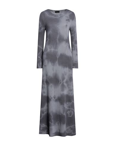 Roberto Collina Woman Long Dress Lead Size L Merino Wool, Cashmere In Grey