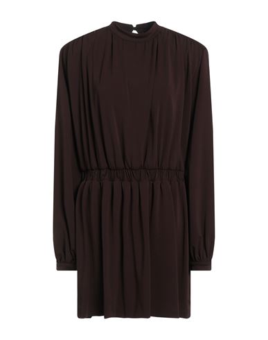 Federica Tosi Woman Mini Dress Dark Brown Size 8 Acetate, Polyamide, Elastane