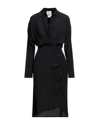 Semicouture Woman Midi Dress Black Size 6 Acetate, Silk