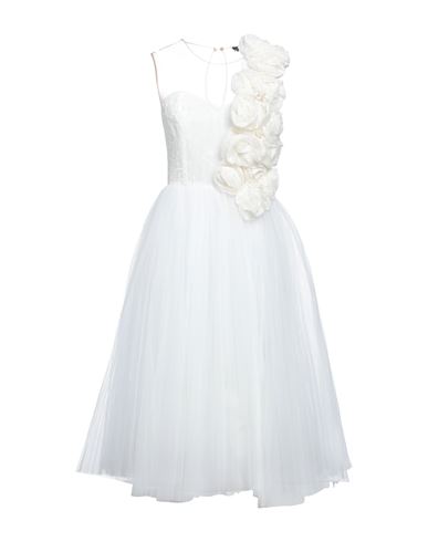 Elisabetta Franchi Woman Midi Dress Ivory Size 8 Viscose, Silk, Polyamide In White
