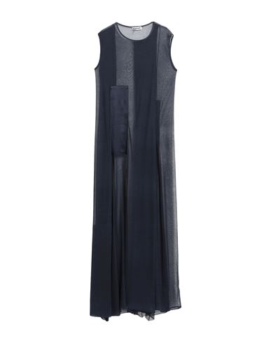 Jil Sander Woman Maxi Dress Midnight Blue Size 6 Viscose, Silk