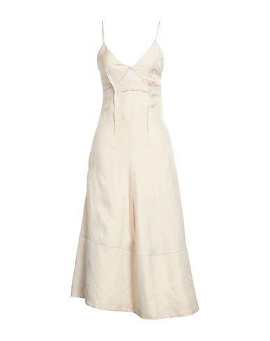 Jil Sander Woman Midi Dress Beige Size 0 Viscose, Linen, Silk