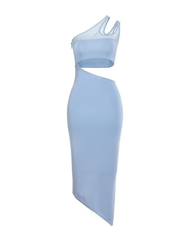 Mugler Woman Midi Dress Light Blue Size L Viscose, Polyamide, Elastane