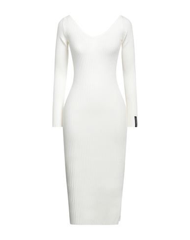 Hinnominate Woman Midi Dress Ivory Size Xxs Viscose, Acrylic, Elastane In White