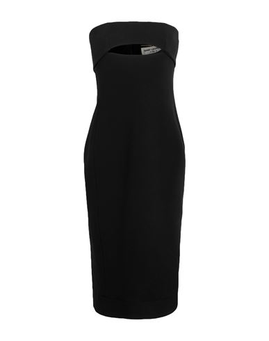 Saint Laurent Woman Midi Dress Black Size 10 Wool, Silk