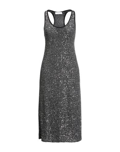 Fabiana Filippi Woman Midi Dress Black Size 6 Virgin Wool, Silk, Cashmere In Gray