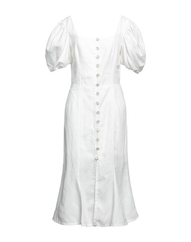 Liya Woman Midi Dress White Size 10 Linen