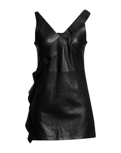 Frankie Morello Woman Short Dress Black Size S Soft Leather