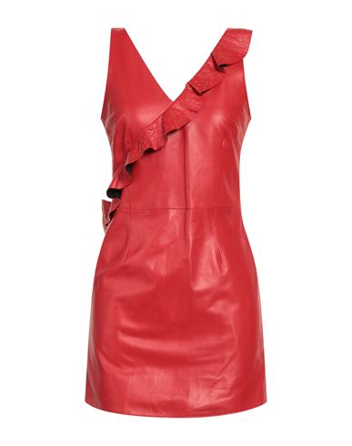 Shop Frankie Morello Woman Mini Dress Red Size L Soft Leather