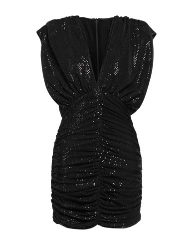 Actualee Woman Short Dress Black Size 8 Polyester, Metal, Elastane