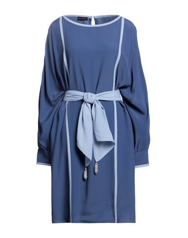 Emporio Armani Woman Midi Dress Slate Blue Size 10 Acetate, Silk