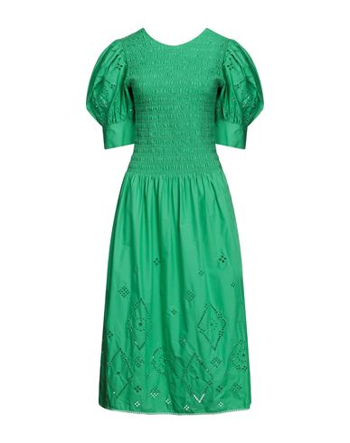 Shop Ganni Woman Maxi Dress Green Size 6 Cotton
