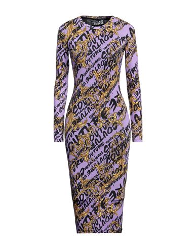 Versace Jeans Couture Barocco Logo-print Midi Dress In Purple