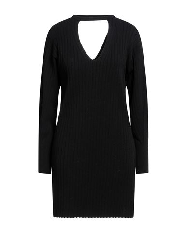 Nude Woman Mini Dress Black Size 6 Wool, Acrylic, Polyester