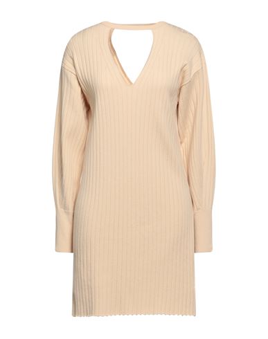 Nude Woman Mini Dress Beige Size 6 Wool, Acrylic, Polyester