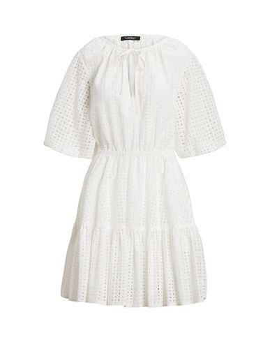 Lauren Ralph Lauren Eyelet-embroidered Cotton Dress Woman Short Dress White Size 10 Cotton