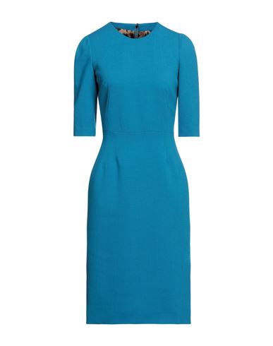 Dolce & Gabbana Woman Midi Dress Azure Size 6 Virgin Wool, Polyamide, Elastane In Blue