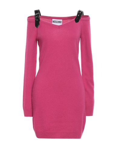 Moschino Woman Short Dress Fuchsia Size 6 Cashmere, Wool, Polyamide, Elastane, Polyurethane Resin In Pink
