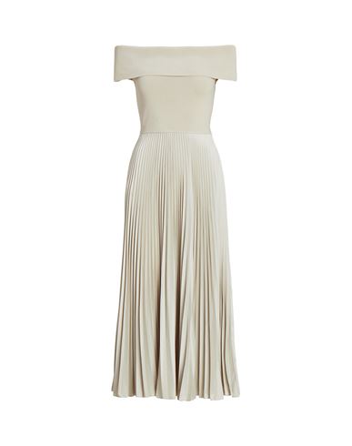 Polo Ralph Lauren Off-the-shoulder Pleated Midi Dress In Basic