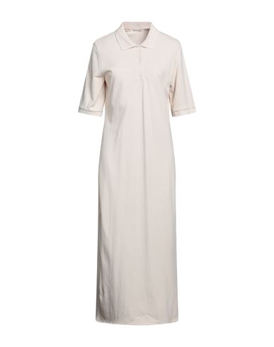 Wood Wood Woman Midi Dress Beige Size L Cotton In White