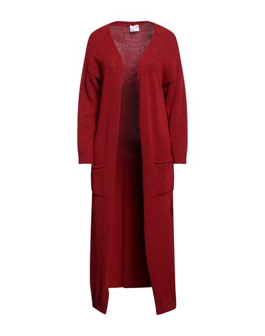 Anonyme Designers Woman Cardigan Brick Red Size 10 Polyacrylic, Polyamide, Wool, Metallic Fiber, Ela