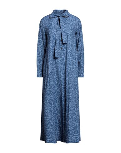 Apof Woman Midi Dress Slate Blue Size S Cotton, Wool