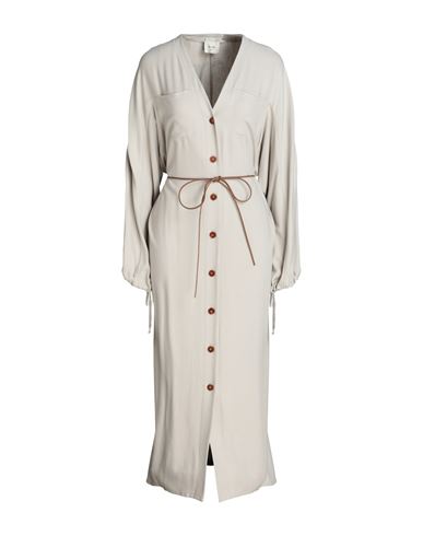 Alysi Woman Midi Dress Light Grey Size 8 Viscose, Wool
