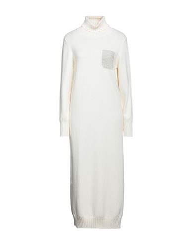 Peserico Woman Midi Dress Cream Size 8 Virgin Wool, Silk, Cashmere, Alpaca Wool, Polyamide In White