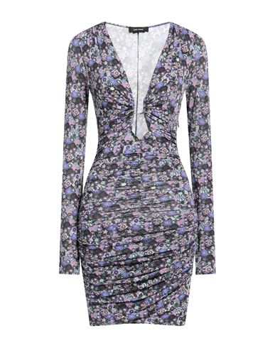 Isabel Marant Purple Celina Short Dress In Silk With Flowers In Purple