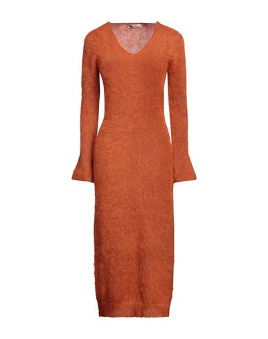 D-exterior D. Exterior Woman Maxi Dress Tan Size S Alpaca Wool, Mohair Wool, Polyamide In Brown