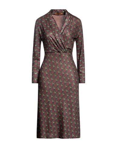 Siyu Woman Midi Dress Cocoa Size 6 Viscose, Polyamide, Polyester In Brown
