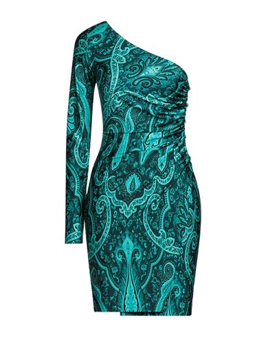 Shop Etro Woman Mini Dress Turquoise Size 8 Polyamide, Elastane In Blue