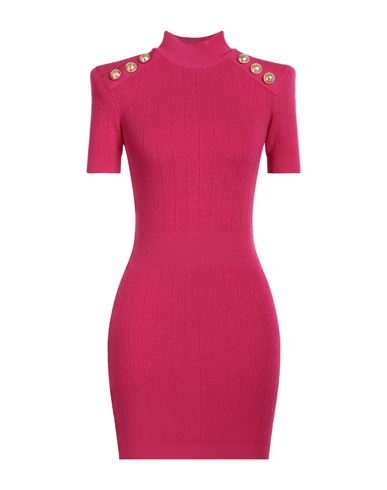 Balmain Woman Short Dress Fuchsia Size 6 Viscose, Polybutylene In Pink