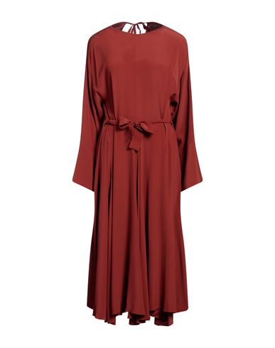 Erika Cavallini Woman Midi Dress Brick Red Size 6 Acetate, Silk