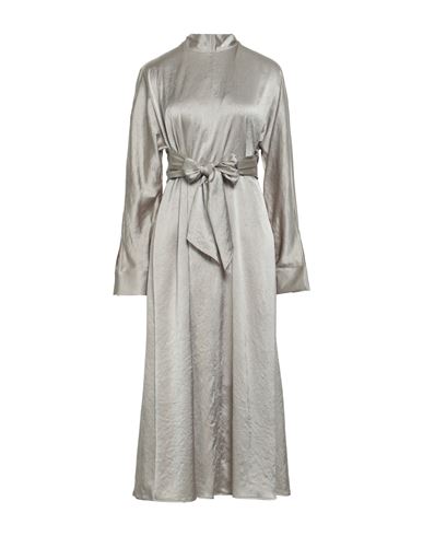 Erika Cavallini Woman Maxi Dress Grey Size 4 Triacetate, Polyethylene