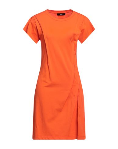 Diesel Woman Short Dress Orange Size S Cotton In Red