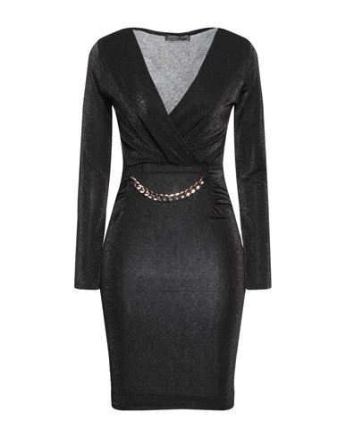 Vanessa Scott Woman Mini Dress Black Size M Viscose, Metallic Polyester, Polyamide, Elastane
