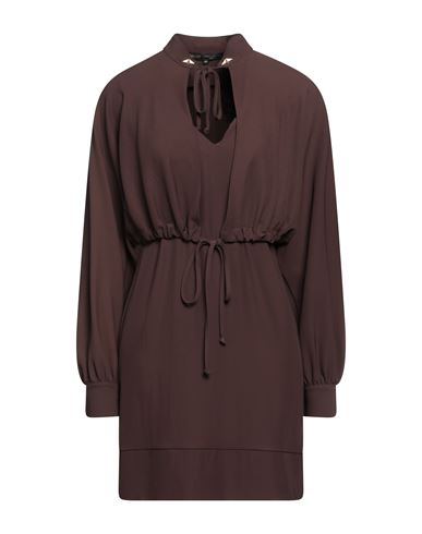 Babylon Woman Short Dress Brown Size 4 Polyester, Elastane In Burgundy
