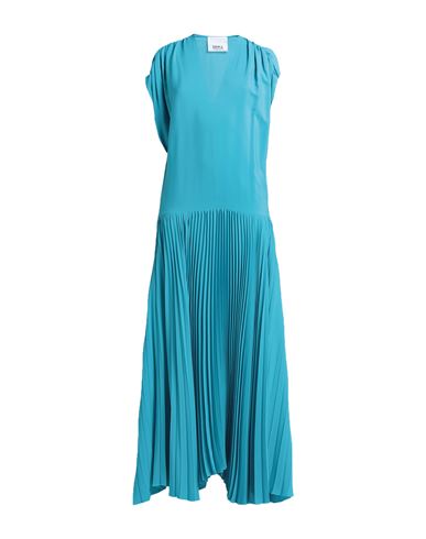 Erika Cavallini Woman Maxi Dress Turquoise Size 6 Acetate, Silk In Blue