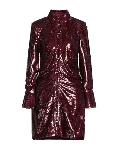 Ganni Woman Short Dress Burgundy Size 6 Polyester In Red