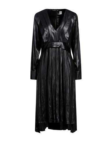 Eleventy Woman Midi Dress Steel Grey Size 4 Polyester In Black