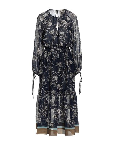 Semicouture Floral-print Midi Dress In Navy Blue