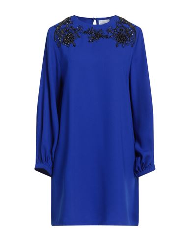 Atos Lombardini Woman Short Dress Bright Blue Size 12 Viscose