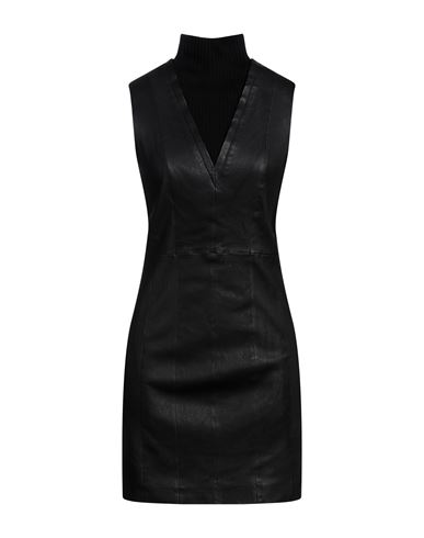 Theory Woman Mini Dress Black Size 2 Lambskin, Merino Wool, Polyacrylic, Elastane, Polyester