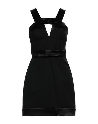 Jil Sander Bow-detailed Cutout Satin-trimmed Wool Mini Dress In Black