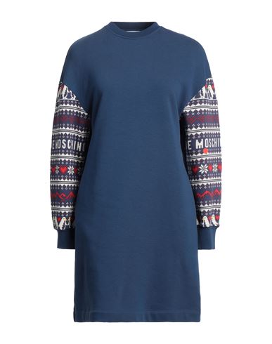 Love Moschino Woman Mini Dress Navy Blue Size 8 Cotton, Polyester, Elastane