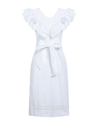 Loretta Caponi Woman Midi Dress White Size L Cotton