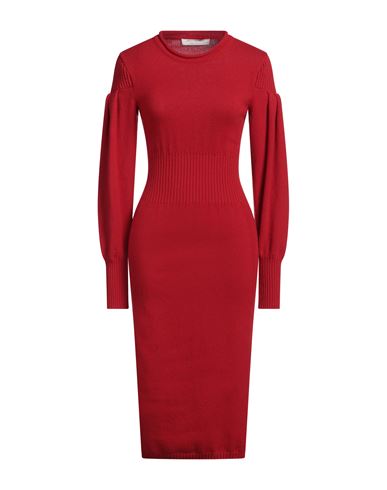 PHILOSOPHY DI LORENZO SERAFINI PHILOSOPHY DI LORENZO SERAFINI WOMAN MIDI DRESS RED SIZE 6 VIRGIN WOOL, POLYAMIDE, ELASTANE 