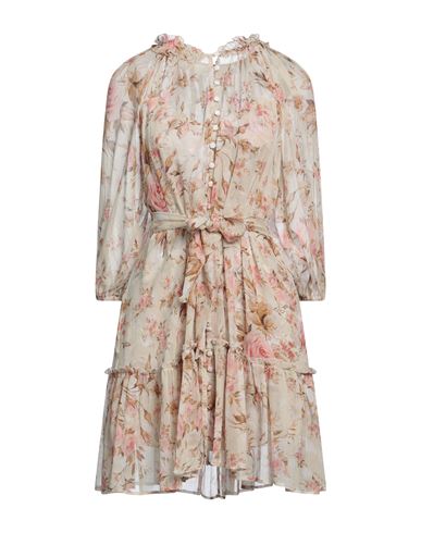 Shop Alessia Zamattio Woman Mini Dress Beige Size 8 Silk